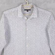 JOHN VARVATOS USA WHITE FLORAL POPLIN BUTTON DOWN SLIM DRESS SHIRT SIZE M