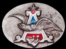 LL05159 COOL VINTAGE 1970s  ANHEUSER-BUSCH EAGLE LOGO  BEER PEWTER BUCKLE