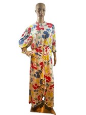 RIXO X Target Women Floral Mock Neck Cascade Ruffle Dress Cream Colorful Size 12