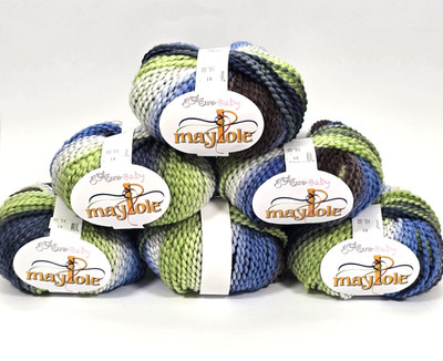 EURO BABY MAYPOLE SELF STRIPING YARN LOT OF 6 #12 EARTH BULKY 100 yds/ BALL