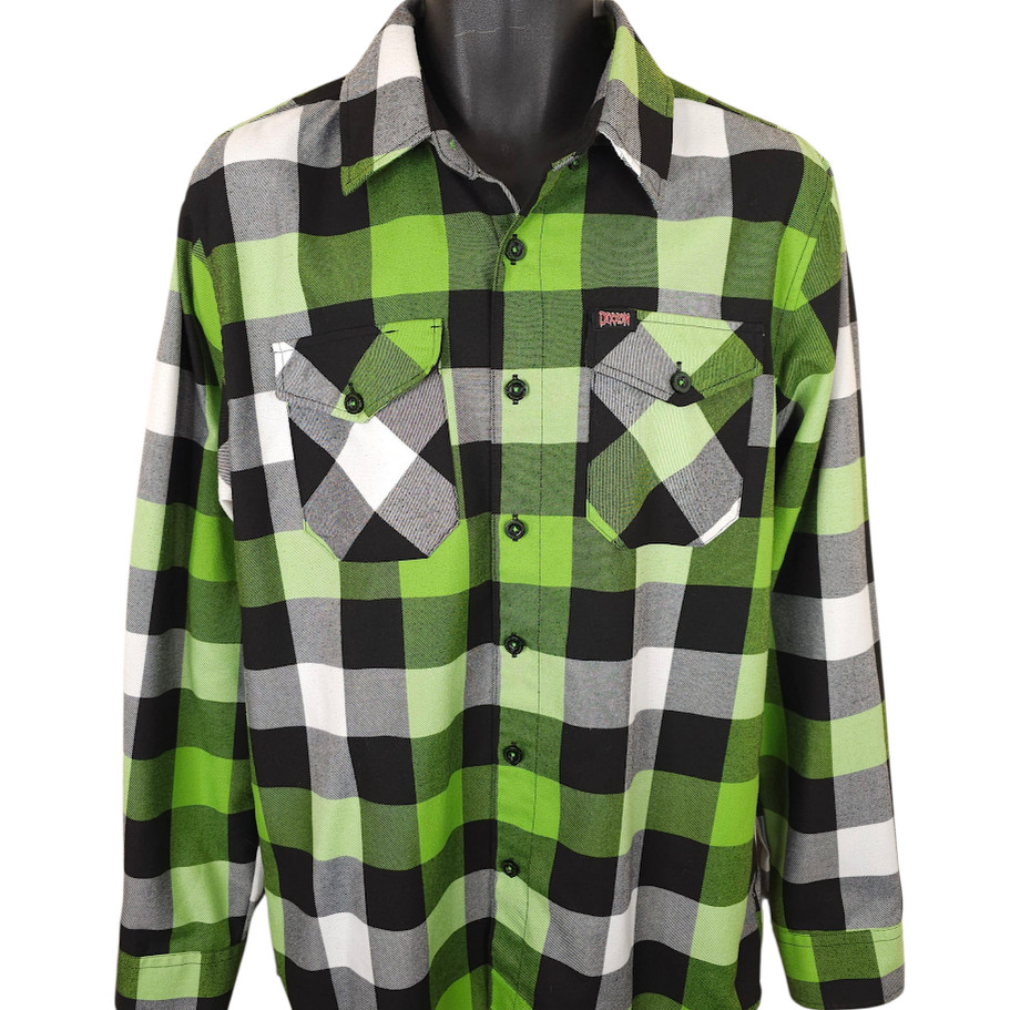 Dixxon Flannel Shirt Mens Size Medium Green Dragula Munsters Plaid image 2