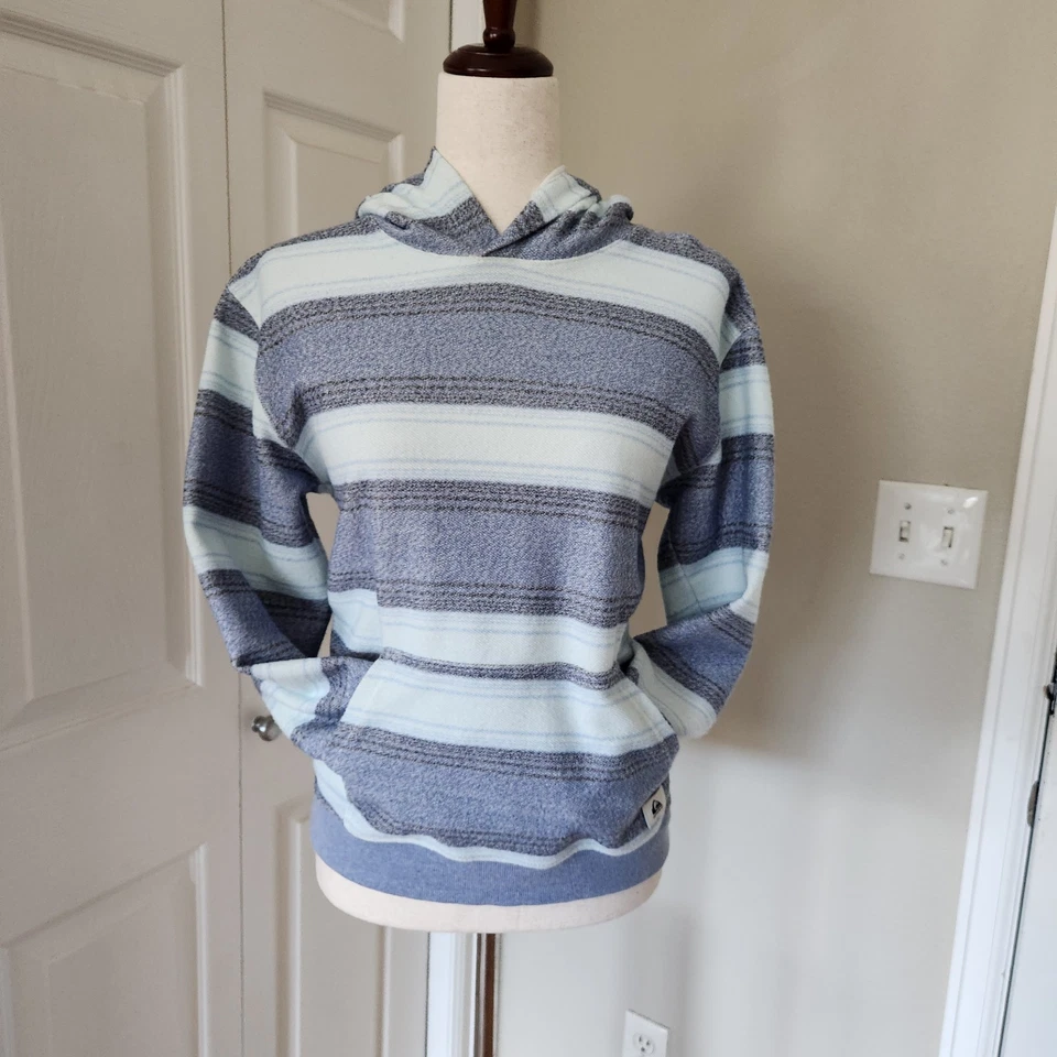 Sudadera con Capucha a Rayas Quiksilver Azul Pullover Bolsillos Mujer S Juvenil XL Foto 4 de 4