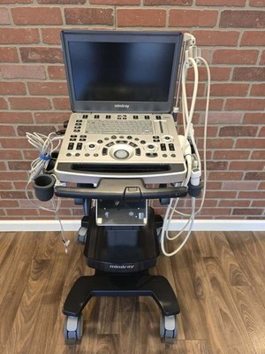 Mindray M8 Elite portable ultrasound machine  used  echo and vascular probe, EKG