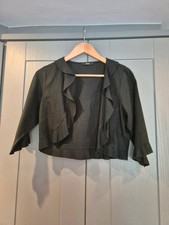 M&S Leinenmischung schwarz Rüschen vorne off...