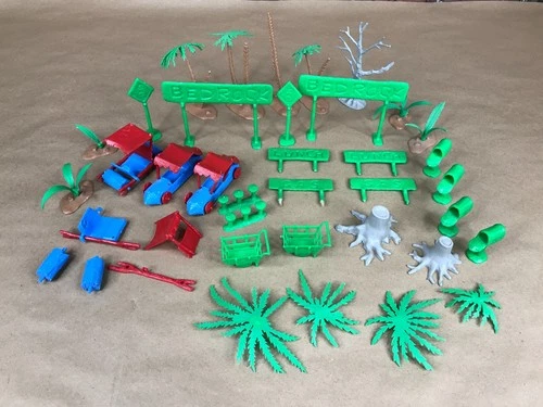 Vintage 1960's Marx Flintstones Playset Replacement Game Pieces: Car, Mailbox...