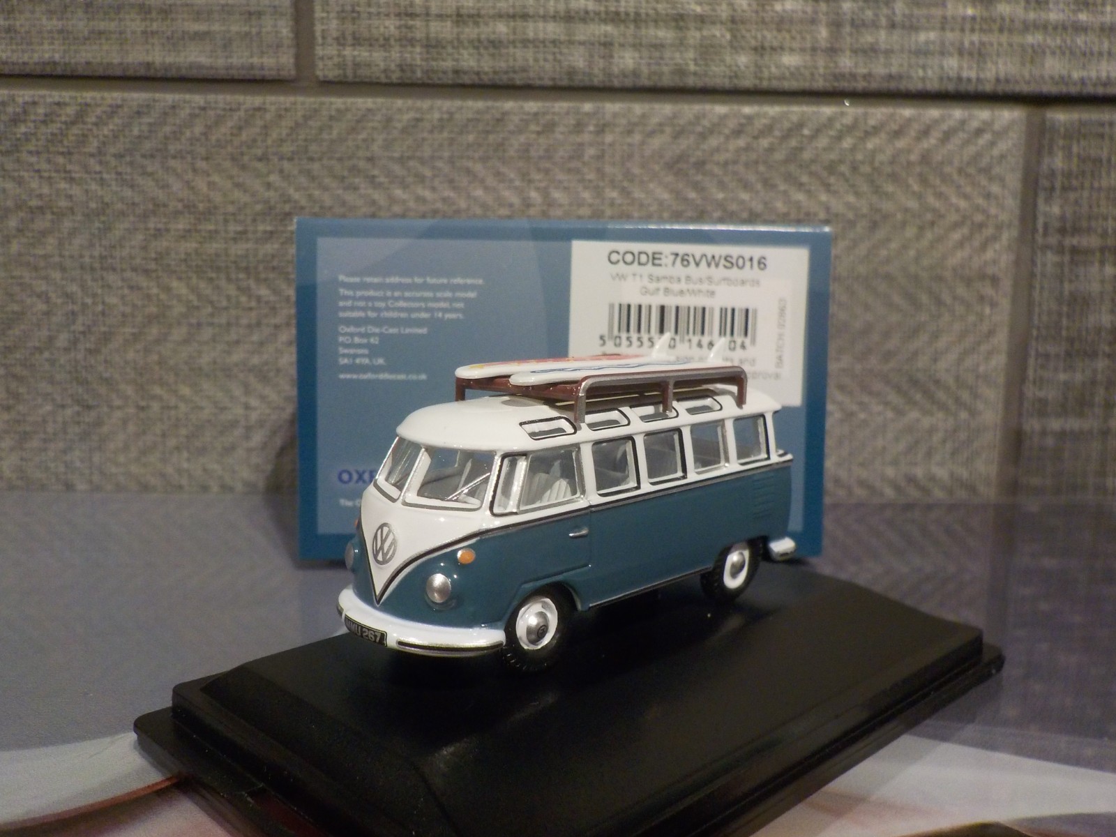VW T1 - Samba Bus - Camper -  Blue / White, Model Cars, Oxford Diecast  76VWS016