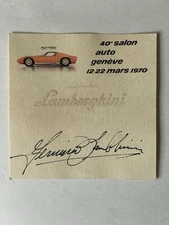 Ferruccio Lamborghini Signed 1970 Geneva Motor Show Promo Miura P400 Autograph