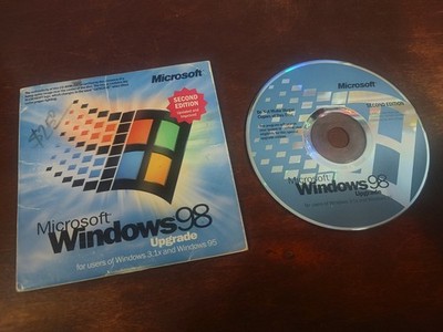 Microsoft Windows 98 Second Edition Upgrade Original Disc Sleeve Win 98 SE Key