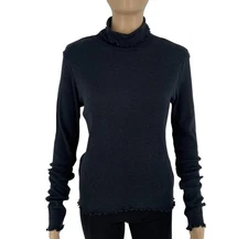 ODD MOLLY Women Dark Grey JOSIE High Neck Long Sleeves Top Size 2 / M