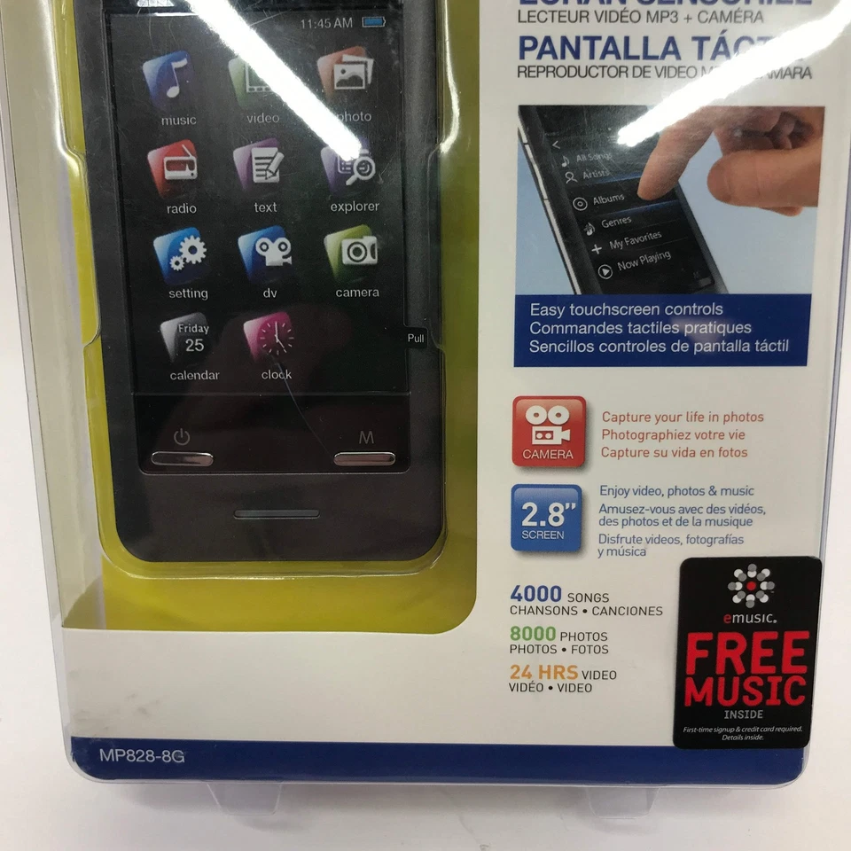 New Coby MP828-8G Touchscreen MP3 Video Player and Camera Factory Sealed - Image 3 of 4