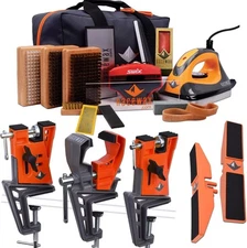 RaceWax Elite Ski Wax Tuning Kit + Metal World Cup Ski Vise + Snowboard Adapter