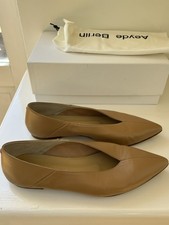 Aeyde Moa Nappa Leather Point Toe Flats EU 39 UK 6 In Pale Tan Hazelnut