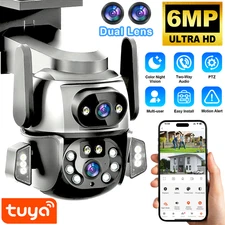 6MP Outdoor Security Camera Smart Motion Alert Siren Color Night Vision CCTV PTZ