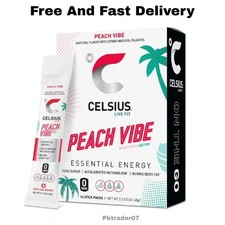 CELSIUS On The Go Energy Drink Mix, Peach Vibe,14 Stick Pack New.