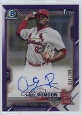 2021 Bowman Chrome Prospect Purple Refractor 18/250 Angel Rondon Auto 0n64
