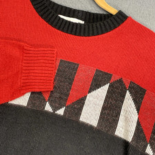 VTG Abstract 80s/90s Funky Knit Kitschy Retro Geo Sweater Sz SM Front  Back