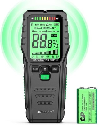 Pinless Moisture Meter for Walls, Wood, Non-Invasive Moisture Detector with Deep
