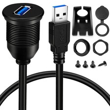 6Ft Square Single Port USB 3.0 Panel Plush Mount Extension Cable with Buckle