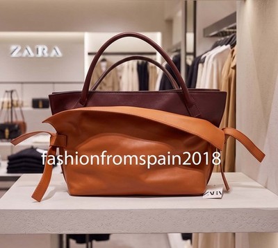 ZARA NEW WOMAN LEATHER FLAP BAG BEIGE 6041/810/183