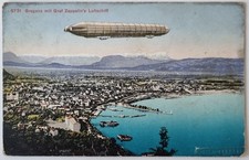 Zeppelin AK / Foto koloriert - Bregenz mit Graf Zeppelin's Luftschiff - um 1910