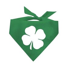 White Shamrock  4 Leaf Clover Dog Bandana  100 Cotton One Size Green