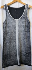Charcoal Grey Grunge Acid Wash Cotton Knit Dress Sleeveless Size 12 Lagenlook