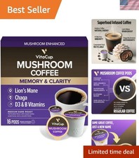 16 Count Mushroom Coffee Pods - Natural Focus Vitamin Boost, Keurig Compatible