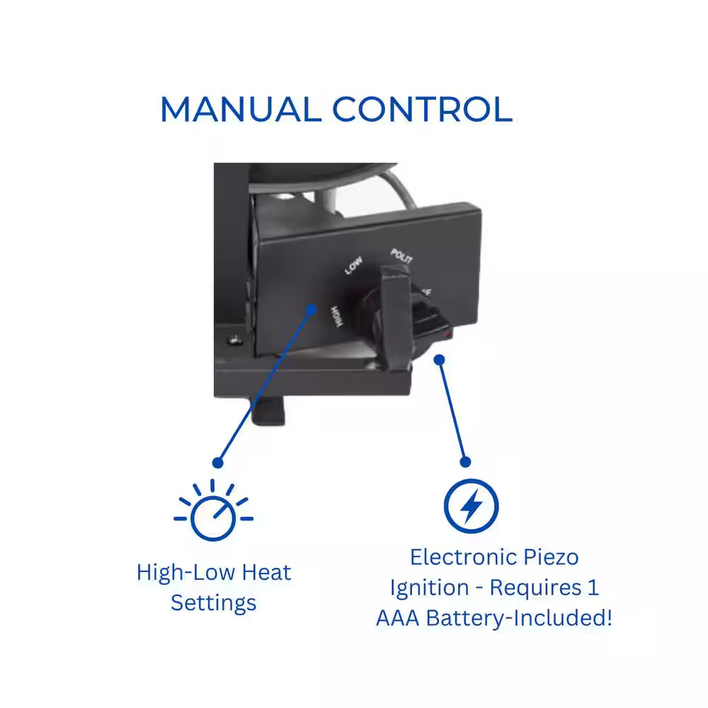 Fireplace Gas Log Heater Dual Fuel 18 Inch Manual Control Vent Free 30,000 BTU