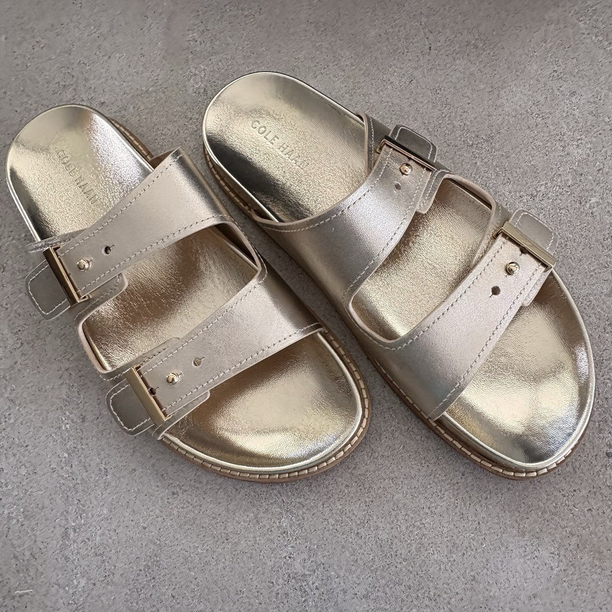 Cole Haan Women's Marisol Footbed Sandal Soft Gold Leather