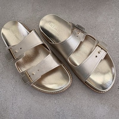 Cole Haan Women's Marisol Footbed Sandal Soft Gold Leather Sz. 9