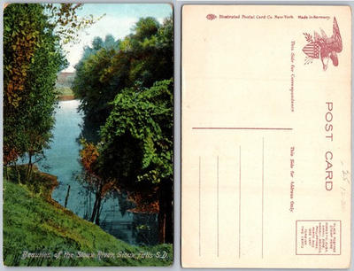 #ad Sioux River Sioux Falls SD Postcard $4.87