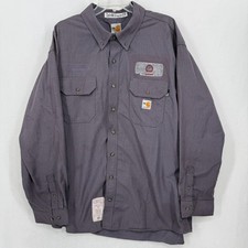 Carhartt FR Men  s 2XL Button Up Work Shirt Gray Flame Resistant Long Sleeve