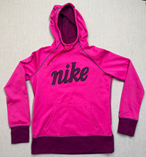 Nike Therma-FIT Womens Pullover Hoodie Colorblock Pink Purple Fleece Pockets M