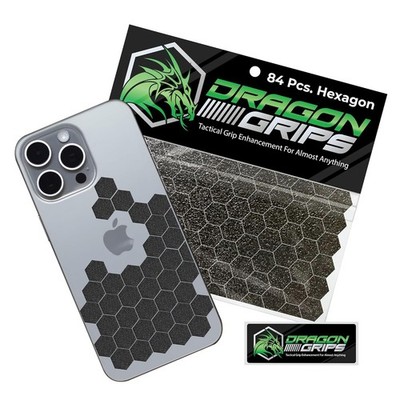 Dragon Grips Black Rubber Grip Tape - 84 Precut Hex Griptape Stickers (Pack of