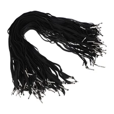 100 Pcs 20 Inch Elastic Barbed Cord 6 mm Loop Stretch Flat String Black