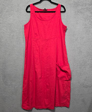 Eileen Fisher Womens Maxi Dress Pink/Red Linen Blend Lagenlook Boho XL