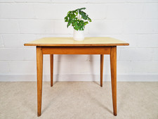 Vintage Mid Century 1960s Solid Beech Formica Lemon Yellow Dining Kitchen Table