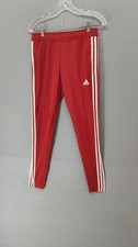 Adidas Women Pant XS Red White 3 Striped Athletic Tampered Track Sweatpants