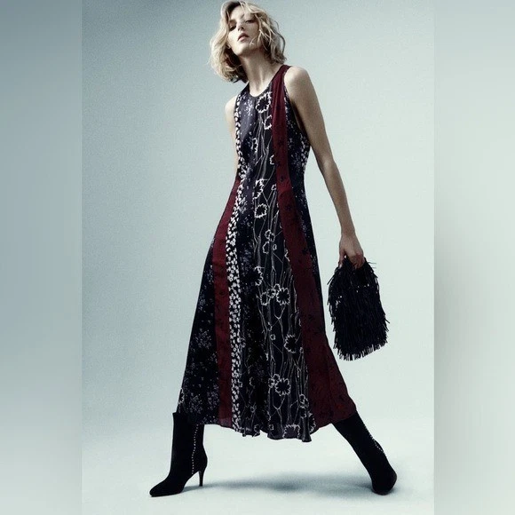 Maxi Vestido Floral ZARA Studio Colección A/W en Negro Talla M Foto 2 de 4