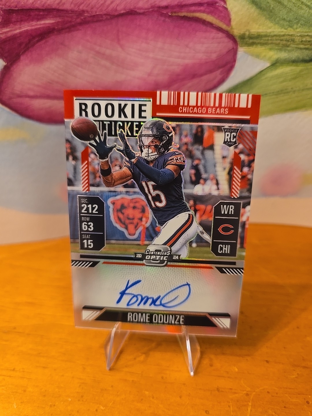 🔥2024 Panini Contenders Optic Rome Odunze 115/175 Auto Red Rookie Ticket🔥