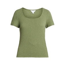 TIME AND TRU PUCKER TEE Women's Blouse - Olive Green - Size XXL - NWT