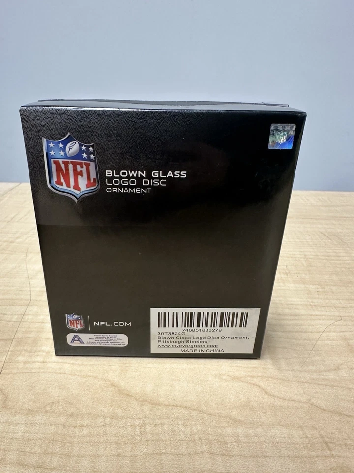 Pittsburgh Steelers Vidrio Soplado Logo Disco Adorno de Navidad Licencia NFL Foto 4 de 4