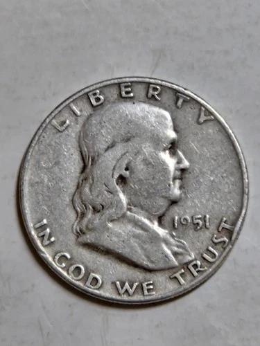 1951 D Benjamin Franklin Half Dollar Coin 90% Silver