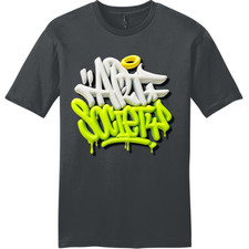 NEW Art Society 3D GRAFFITI BLACK / GREEN Tee Shirt CHARCOAL SM-4XL MADE IN USA