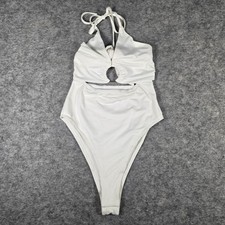 Princess Polly Womens White Cutout O-Ring Halter Bodysuit Size 2