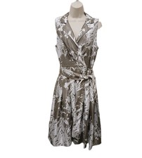 Jessica Howard Sleeveless Floral Print Dress Retro Pinup Tie Waist Size 8