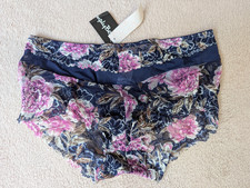 Size 12  Pretty Secrets Pippa Lace Floral Brief Knicker Navy  HP547 / TAB1