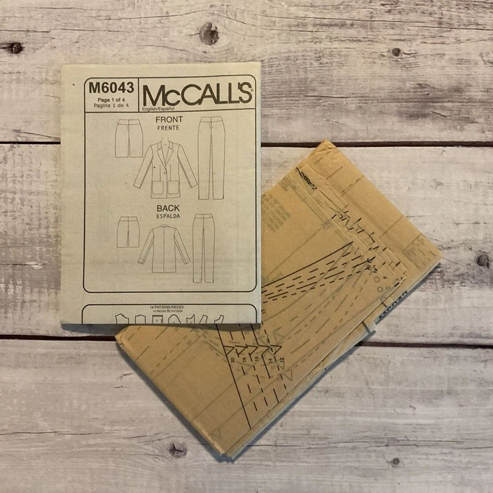 McCalls 6043 Sewing Pattern Suit Lined Jacket Pants Shorts Miss Sz 12-20 UNCUT - Image 3 of 3