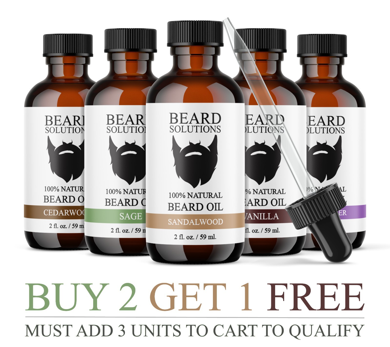 2 oz. Scented Beard Oil 100% Natural Men's Hair Growth Serum With Essential Oils