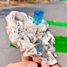 140g Rare!! Natural Beautiful Aquamarine With Mica Crystal Specimen Rough B95